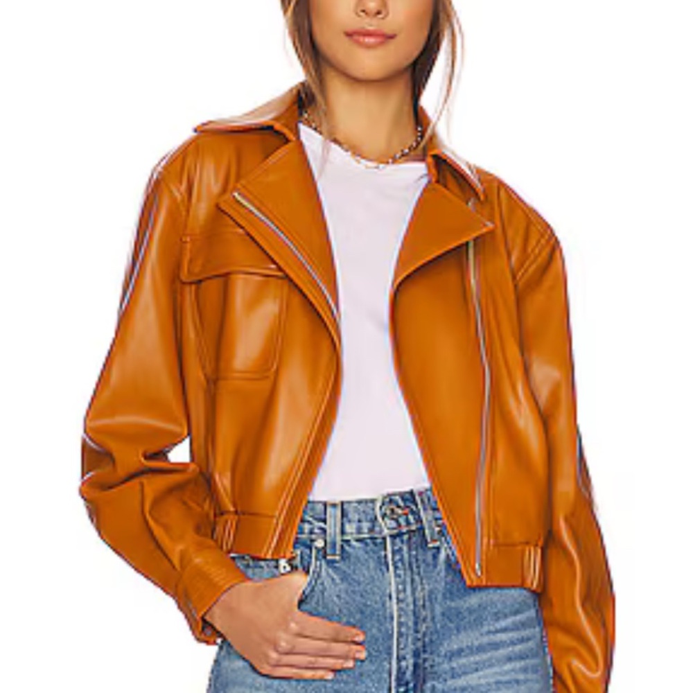 Jonathan Simkhai Ronan Vegan Leather Jacket in Copper